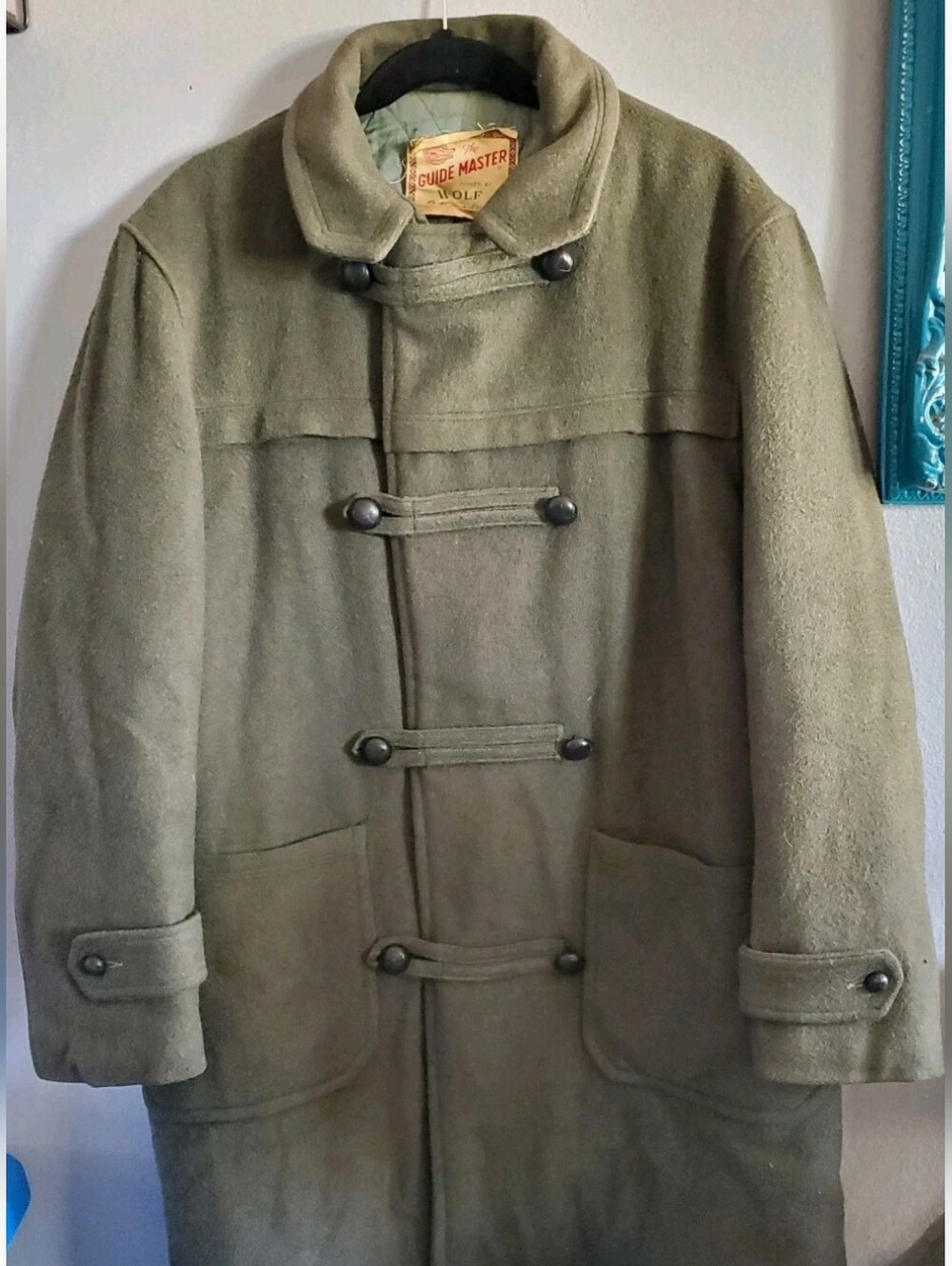 Vintage RARE Wolf Outerwear of Boston Wool Coat Green USA Movie Costume